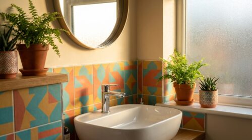 découvrez la transformation d'une salle de bains lumineuse et colorée, où chaque détail a été repensé pour un espace à la fois fonctionnel et esthétique.